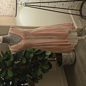 Olivaceous Two Layer Stripped  Dress sz Large